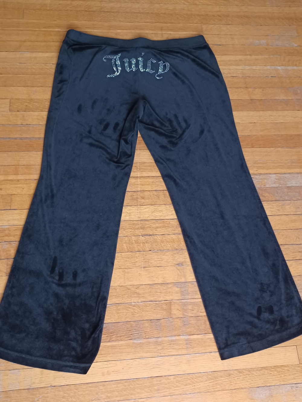 Juicy Couture Black Pants Velvet Velour with Logo Y2K - XL
